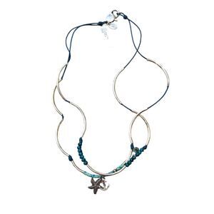 Lizzy James Fiona Beach Trio Necklace NWT Blue Nautical Charms Coastal Beachy
